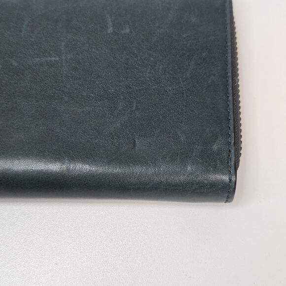 Vintage Coach Dark Green Leather Accordion Zip Around Wallet Gold Zipper - Picture 6 of 11